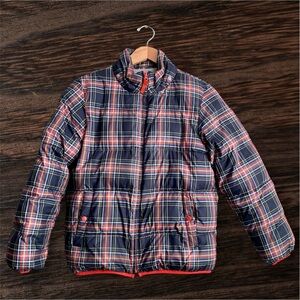 Mini BODEN Plaid Red Green Blue Puffer Jacket Ski Snow Winter Coat Kids 11-12Y